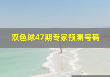 双色球47期专家预测号码