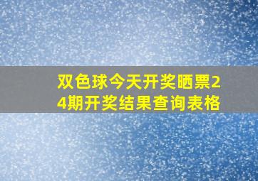 双色球今天开奖晒票24期开奖结果查询表格