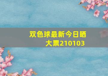 双色球最新今日晒大票210103