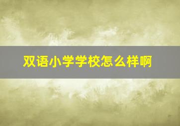 双语小学学校怎么样啊