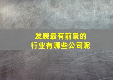 发展最有前景的行业有哪些公司呢