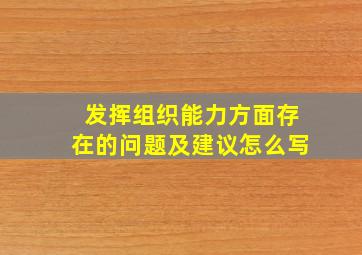 发挥组织能力方面存在的问题及建议怎么写