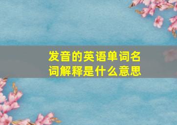 发音的英语单词名词解释是什么意思