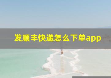 发顺丰快递怎么下单app