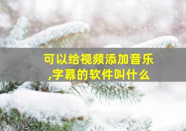 可以给视频添加音乐,字幕的软件叫什么