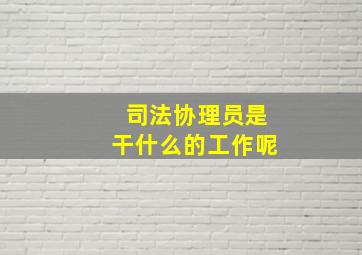 司法协理员是干什么的工作呢