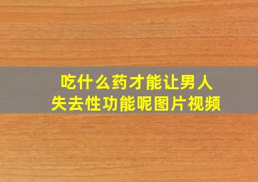 吃什么药才能让男人失去性功能呢图片视频