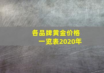 各品牌黄金价格一览表2020年