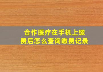 合作医疗在手机上缴费后怎么查询缴费记录