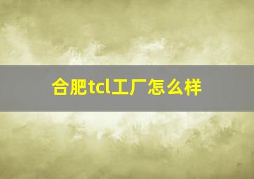 合肥tcl工厂怎么样