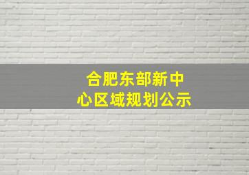 合肥东部新中心区域规划公示