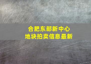 合肥东部新中心地块拍卖信息最新