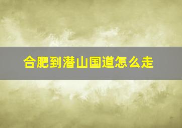 合肥到潜山国道怎么走