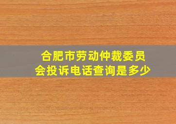 合肥市劳动仲裁委员会投诉电话查询是多少