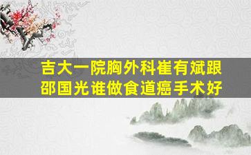 吉大一院胸外科崔有斌跟邵国光谁做食道癌手术好