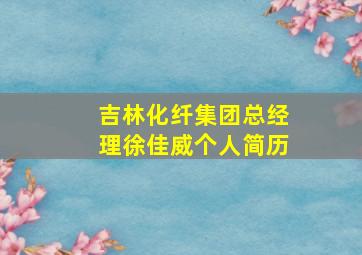 吉林化纤集团总经理徐佳威个人简历