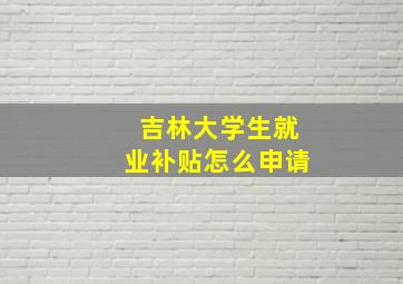 吉林大学生就业补贴怎么申请