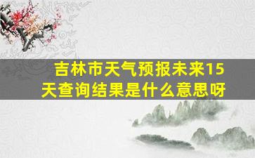 吉林市天气预报未来15天查询结果是什么意思呀