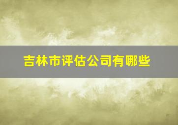 吉林市评估公司有哪些