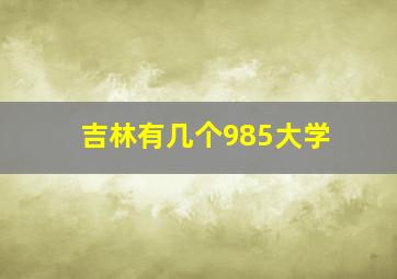 吉林有几个985大学