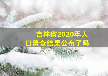 吉林省2020年人口普查结果公布了吗