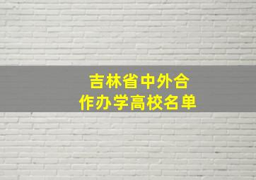 吉林省中外合作办学高校名单