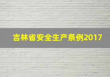 吉林省安全生产条例2017