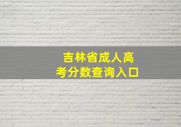 吉林省成人高考分数查询入口