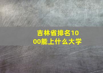 吉林省排名1000能上什么大学