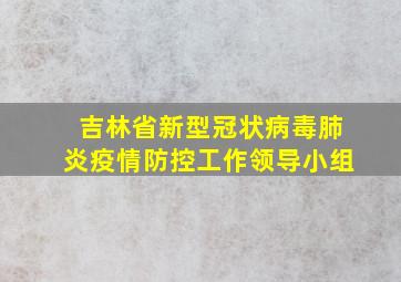 吉林省新型冠状病毒肺炎疫情防控工作领导小组