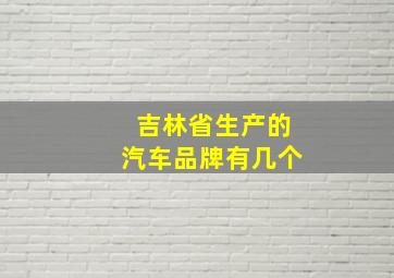 吉林省生产的汽车品牌有几个