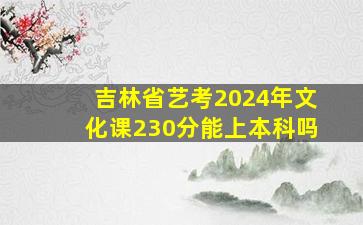 吉林省艺考2024年文化课230分能上本科吗