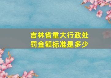 吉林省重大行政处罚金额标准是多少