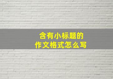 含有小标题的作文格式怎么写