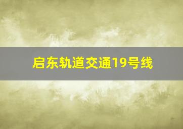 启东轨道交通19号线