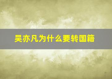 吴亦凡为什么要转国籍