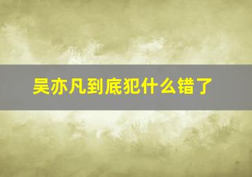 吴亦凡到底犯什么错了