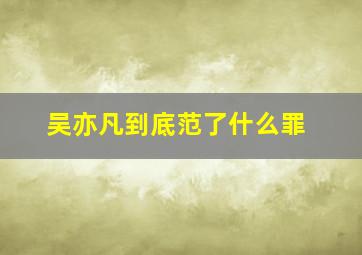 吴亦凡到底范了什么罪