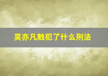 吴亦凡触犯了什么刑法