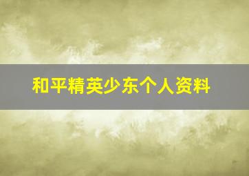 和平精英少东个人资料