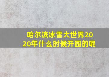 哈尔滨冰雪大世界2020年什么时候开园的呢