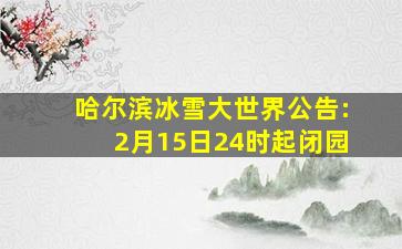 哈尔滨冰雪大世界公告:2月15日24时起闭园