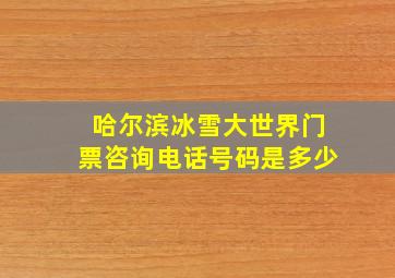 哈尔滨冰雪大世界门票咨询电话号码是多少