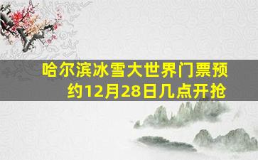 哈尔滨冰雪大世界门票预约12月28日几点开抢