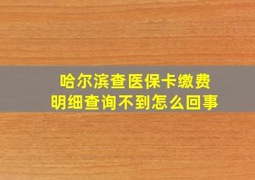 哈尔滨查医保卡缴费明细查询不到怎么回事