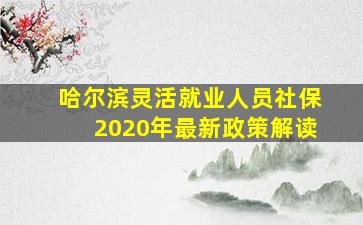 哈尔滨灵活就业人员社保2020年最新政策解读