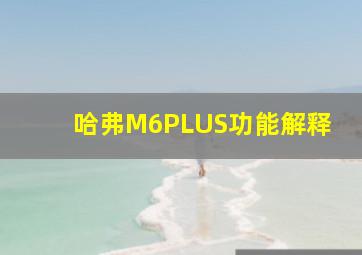 哈弗M6PLUS功能解释