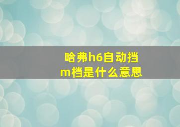 哈弗h6自动挡m档是什么意思