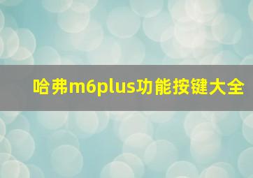 哈弗m6plus功能按键大全