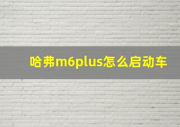 哈弗m6plus怎么启动车